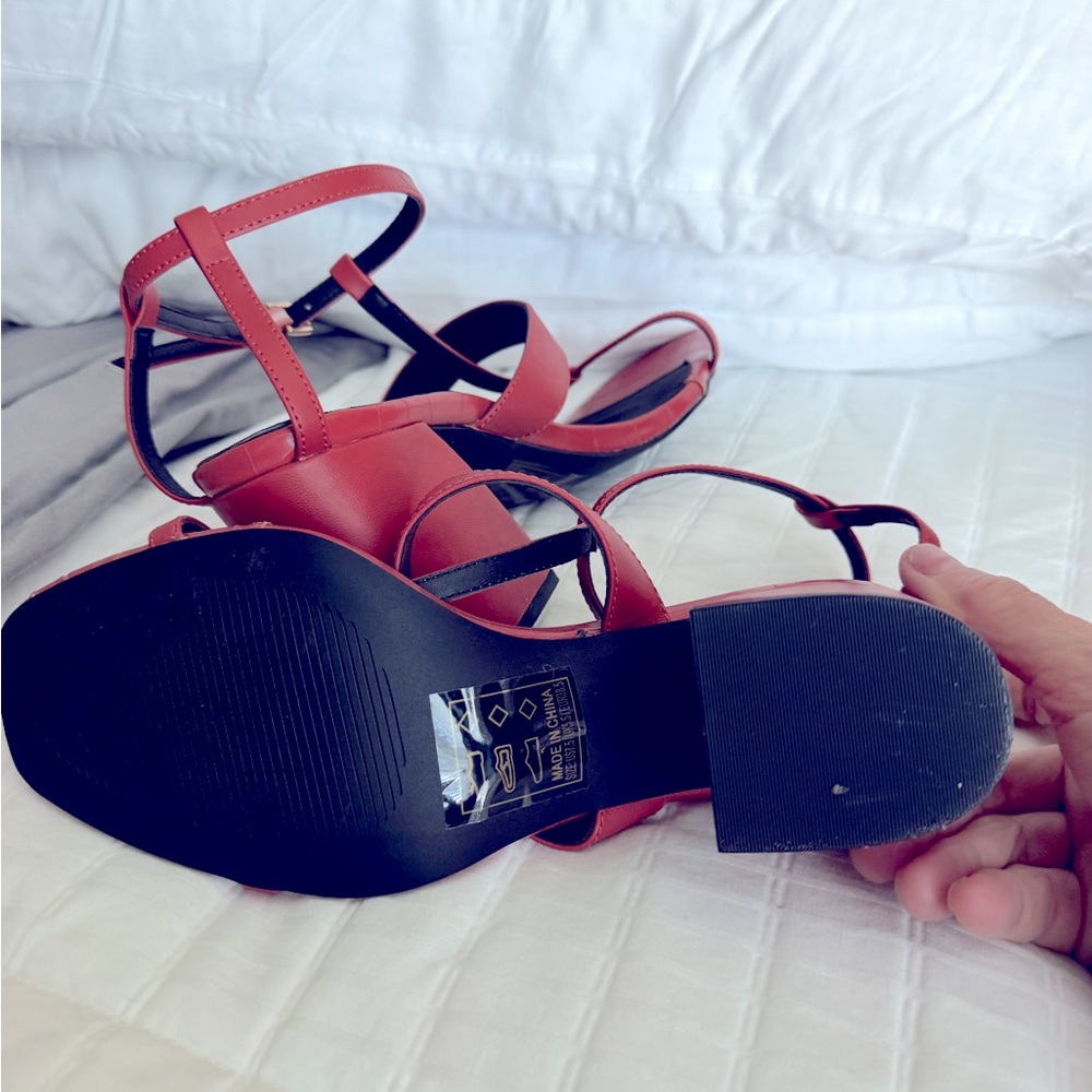 Qupip burnt orange chunky sandals